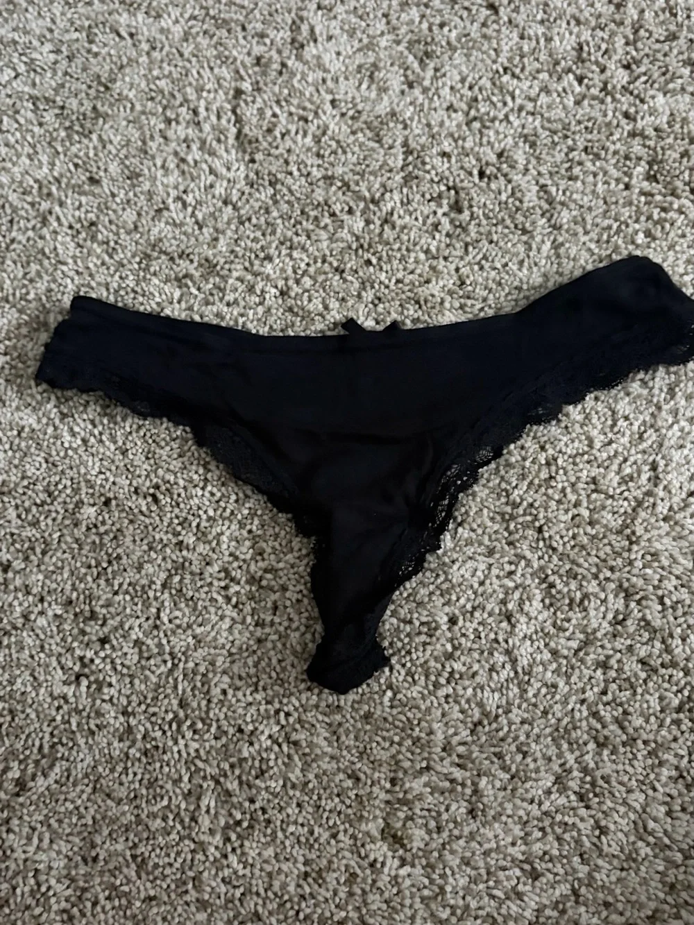 Victoria's Secret Black Low-Rise Lace Trim Thong